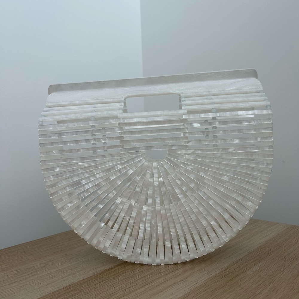 White Acrylic Half-Moon Clutch
